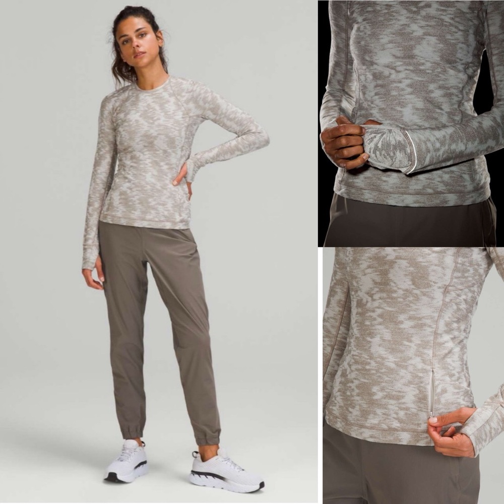 Lululemon Its Rulu Run Long Sleeve Shirt Data Rush Mini Jacquard - Size 6